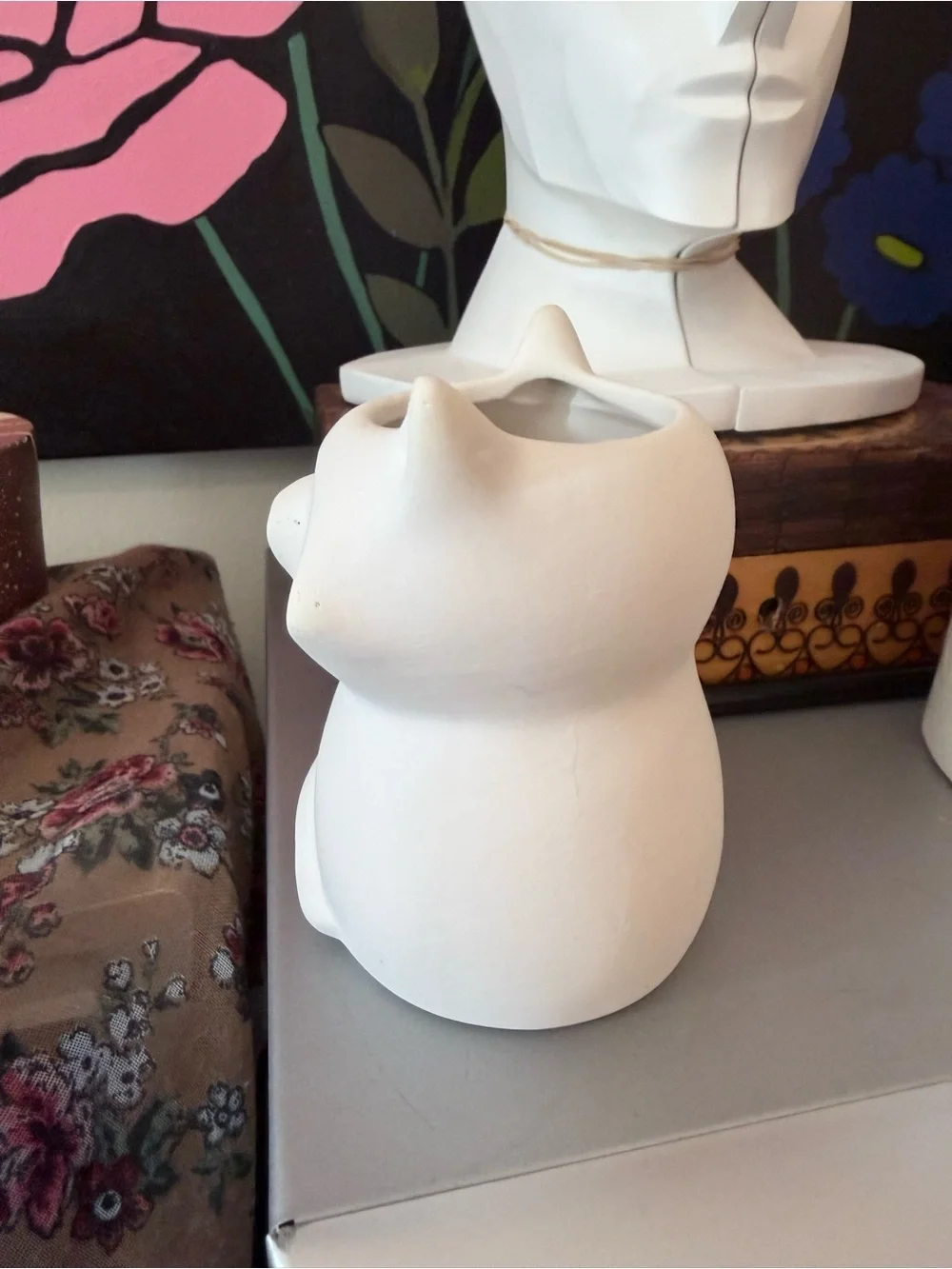 White Ceramic Fox Planter Succulent Pot Woodland Animal Decor